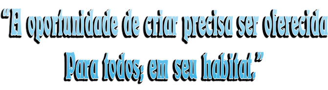 “A oportunidade de criar precisa ser oferecida Para todos; em seu habitat.”